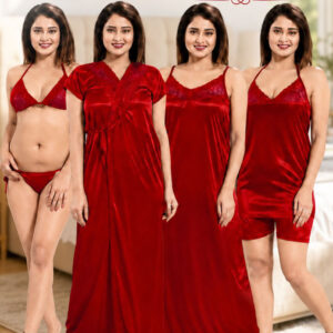 6 Part Night Dress - Red